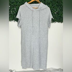 Lou & Grey Signature Soft Hooded Gray T-Shirt Dress Size Medium
